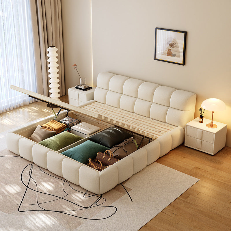 Soft Backrest King Queen White Up-holstered Double Beds