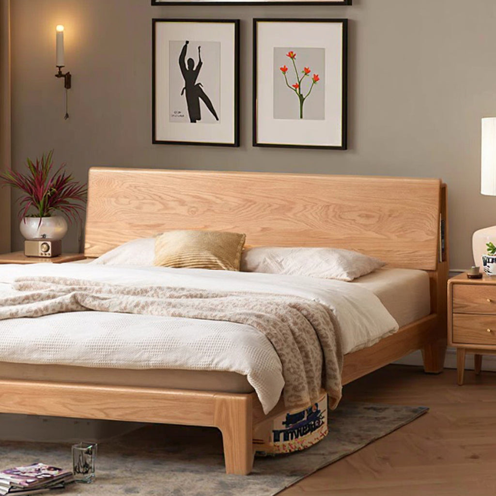 Modern Design King-size Queen-size Wood Bed Solid Oak King-size Queen-size Wood Bed