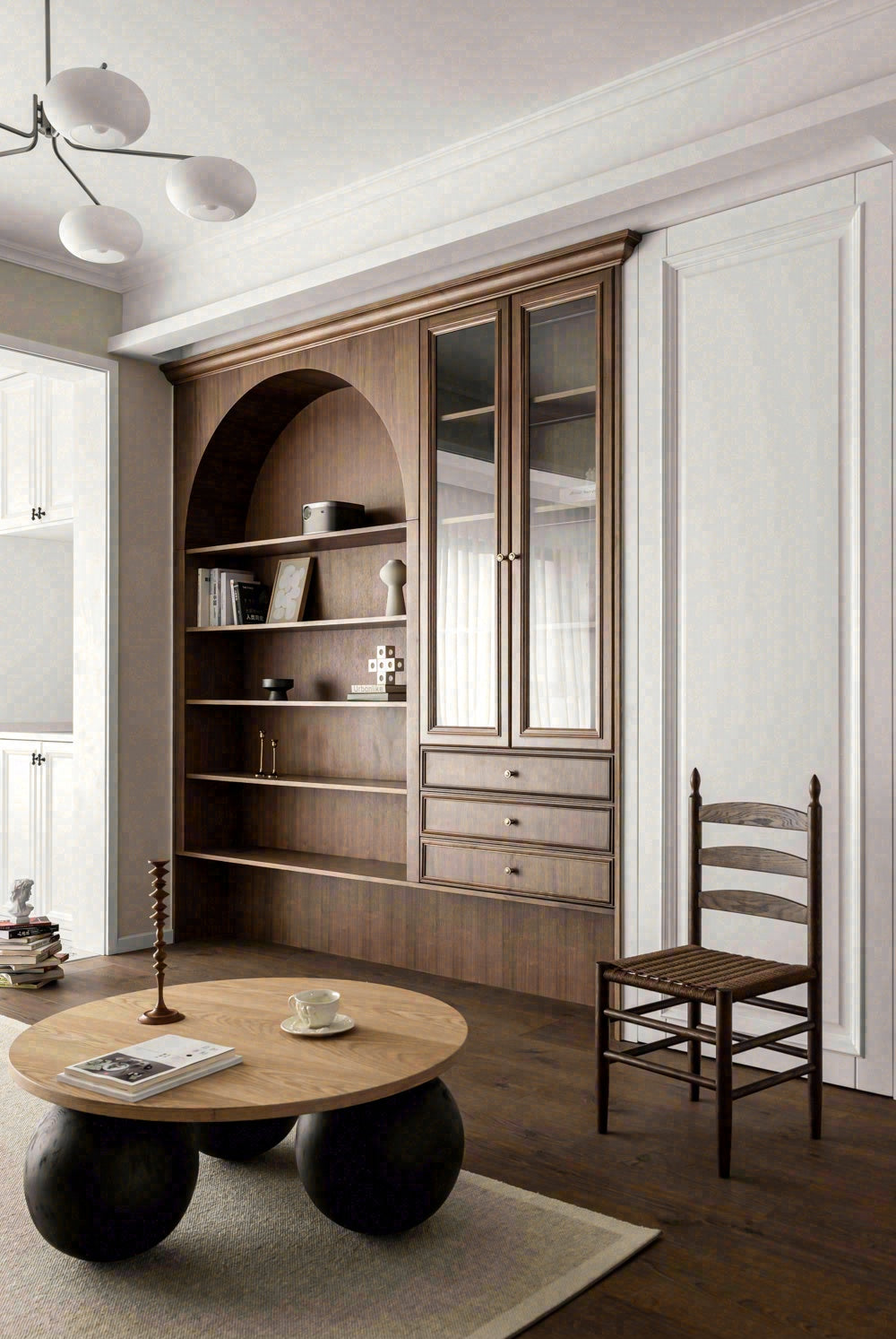 Customizable Solid Wood Living Room Furniture Includes Cabinets Tables Chairs