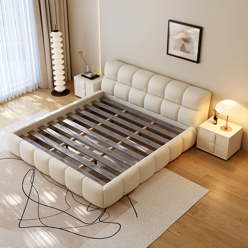 Soft Backrest King Queen White Up-holstered Double Beds